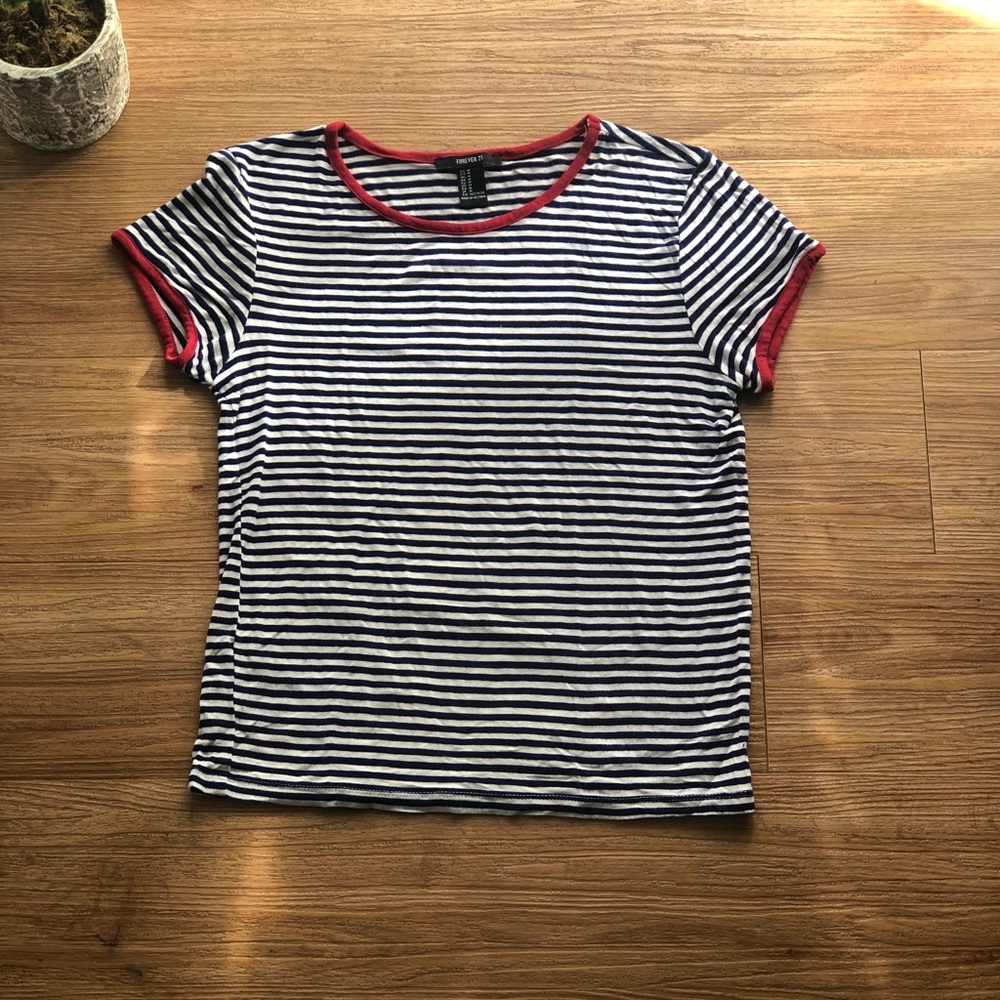 Navy Striped Cotton Tee